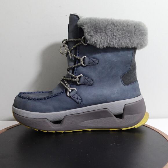 UGG Auden Winter Boots Men Size 11 Navy Waterproof Shearling Lined Snow Moc Toe - Picture 6 of 10